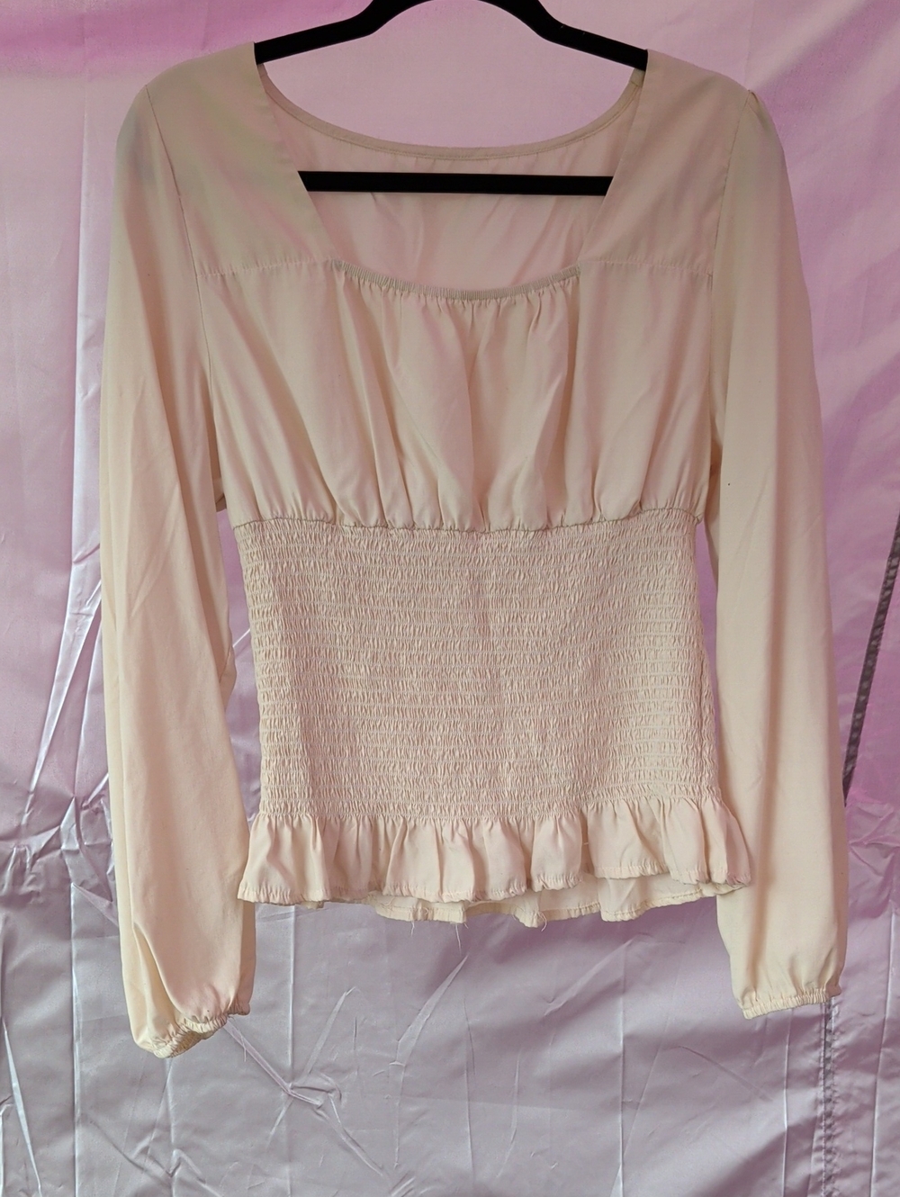 Cream whimsical long sleeve top